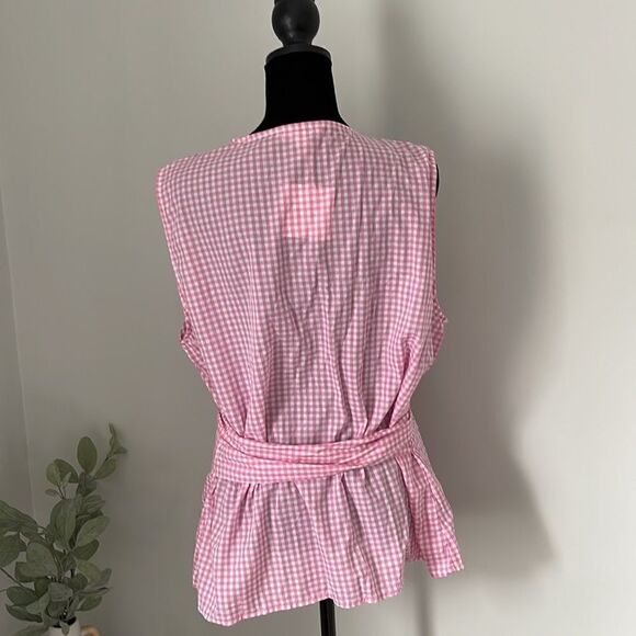 NWT Beach Lunch Lounge Wrap Top. Pink Gingham. Size Large‎ - Picture 4 of 6